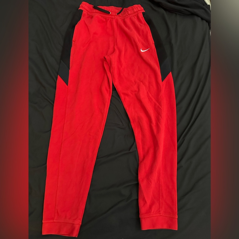 Nike Red and Black Joggers for Active Performance